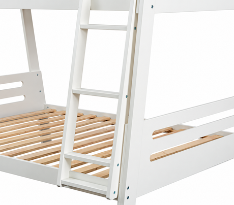 Kallen White Twin/Full Bunk Bed with Mattress from Furniture of America - Luna Furniture