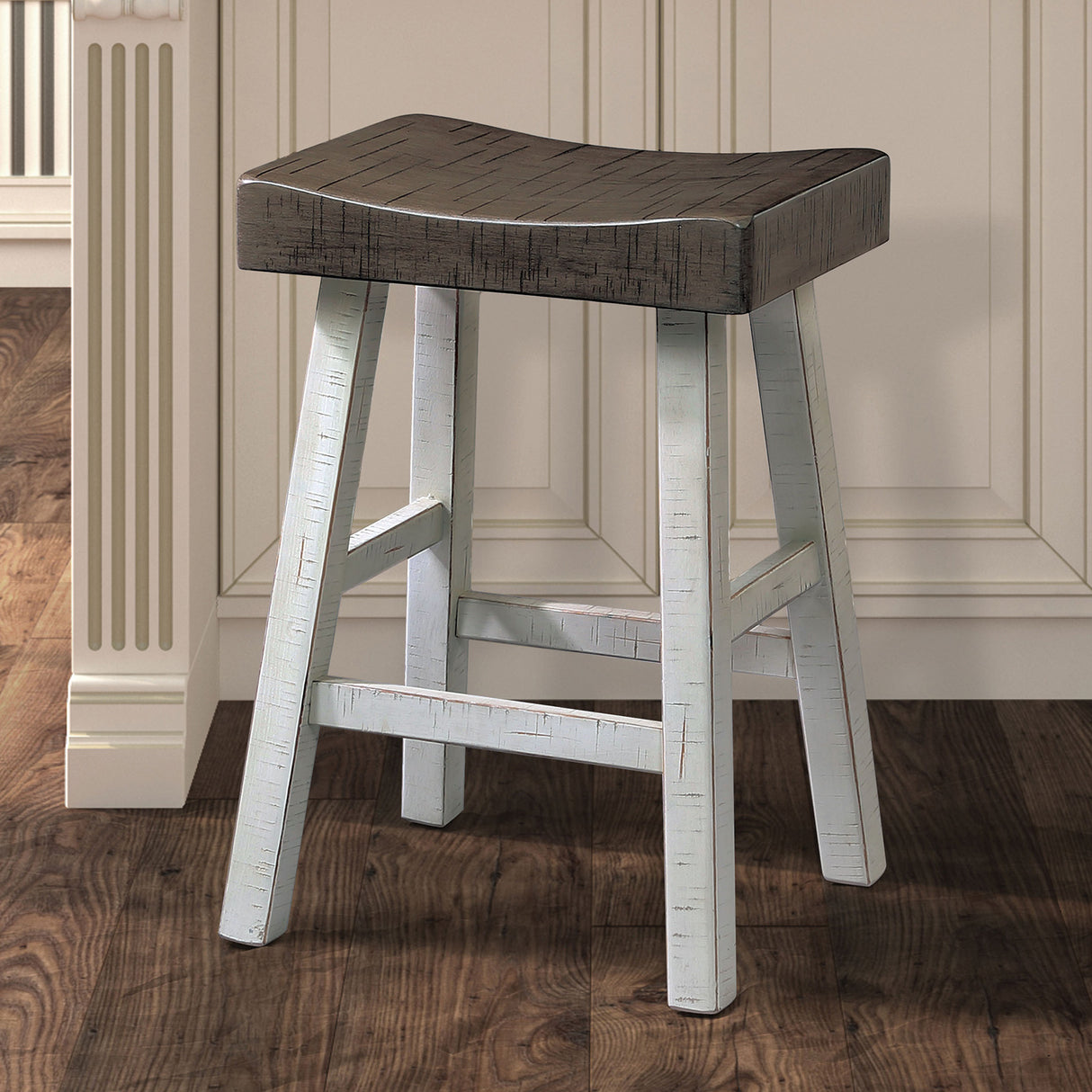 Biasca Gray/White 24" Stool from Furniture of America - Luna Furniture