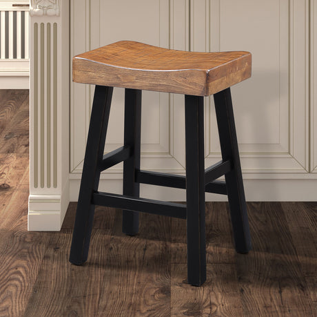 Biasca Oak/Black 24" Stool from Furniture of America - Luna Furniture