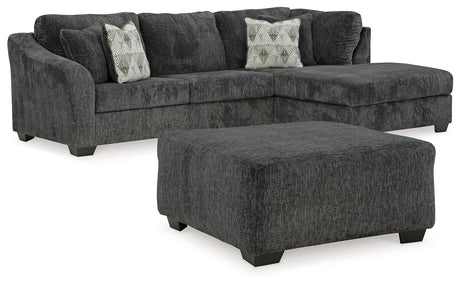 Biddeford 2-Piece Sectional with Ottoman in Shadow from Ashley - Luna Furniture
