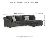 Biddeford 2-Piece Sectional with Ottoman in Shadow from Ashley Furniture - Luna Furniture