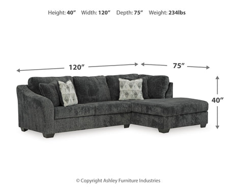 Biddeford 2-Piece Sectional with Ottoman in Shadow from Ashley - Luna Furniture