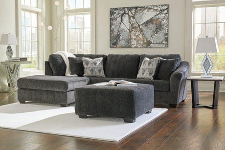 Biddeford 2-Piece Sectional with Ottoman in Shadow from Ashley - Luna Furniture