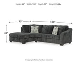 Biddeford 2-Piece Sectional with Ottoman in Shadow from Ashley Furniture - Luna Furniture