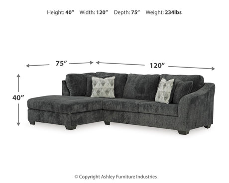 Biddeford 2-Piece Sectional with Ottoman in Shadow from Ashley - Luna Furniture