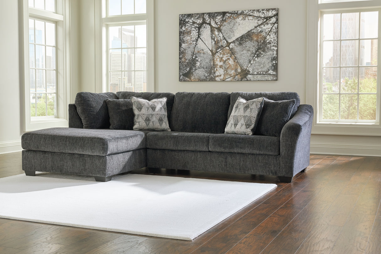 Biddeford 2-Piece Sectional with Ottoman in Shadow from Ashley Furniture - Luna Furniture