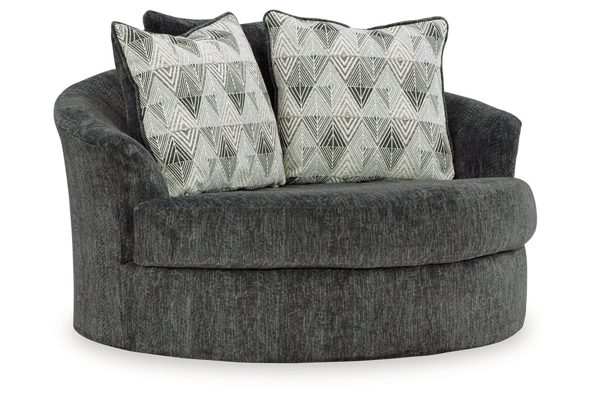 Biddeford Shadow Oversized Swivel Chair and Ottoman from Ashley Furniture - Luna Furniture