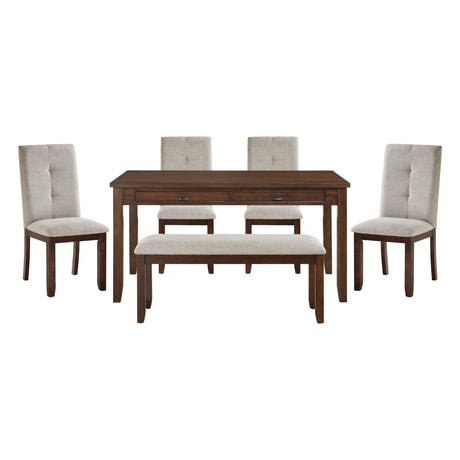 Binghampton Cherry/Moonstone 6-Piece 60" Dining Set from Homelegance - Luna Furniture