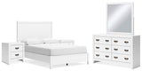 Binterglen Full Panel Bed with Mirrored Dresser and 2 Nightstands in White from Ashley - Luna Furniture
