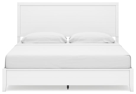 Binterglen King Panel Bed with 2 Nightstands in White from Ashley - Luna Furniture