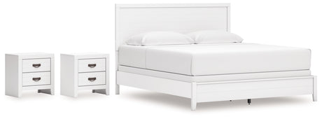 Binterglen King Panel Bed with 2 Nightstands in White from Ashley - Luna Furniture