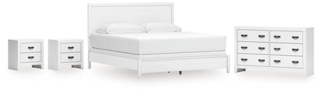 Binterglen King Panel Bed with Dresser and 2 Nightstands in White from Ashley - Luna Furniture