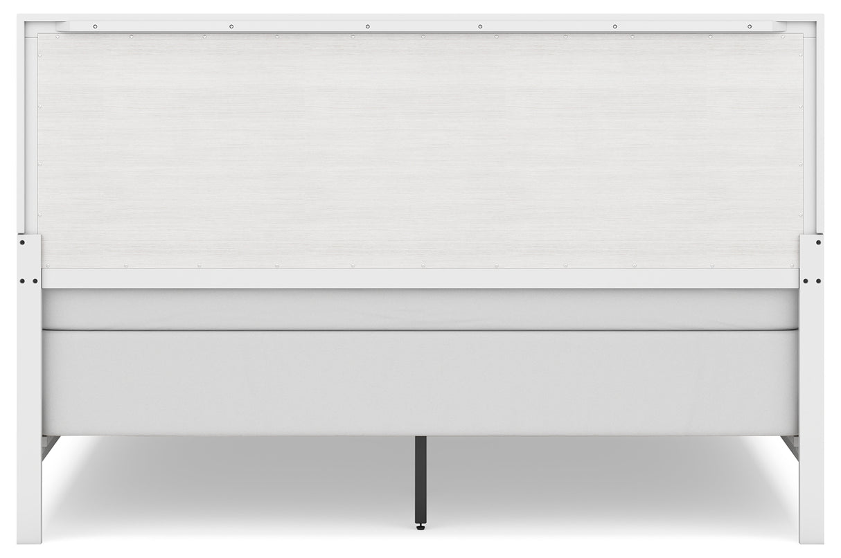 Binterglen King Panel Bed with Mirrored Dresser and 2 Nightstands in White from Ashley - Luna Furniture