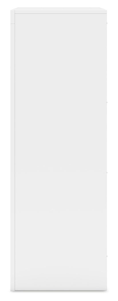 Binterglen King Panel Bed with Mirrored Dresser and Chest in White from Ashley - Luna Furniture