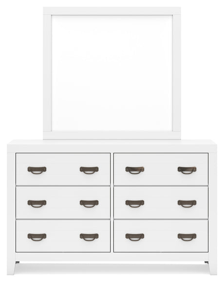 Binterglen King Panel Bed with Mirrored Dresser and Nightstand in White from Ashley - Luna Furniture