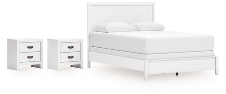 Binterglen Queen Panel Bed with 2 Nightstands in White from Ashley - Luna Furniture
