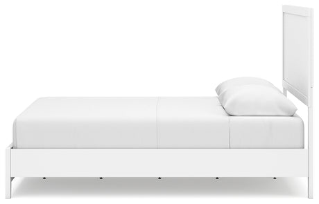 Binterglen Queen Panel Bed with Mirrored Dresser, Chest and 2 Nightstands in White from Ashley - Luna Furniture