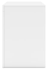 Binterglen Queen Panel Bed with Mirrored Dresser, Chest and 2 Nightstands in White from Ashley - Luna Furniture