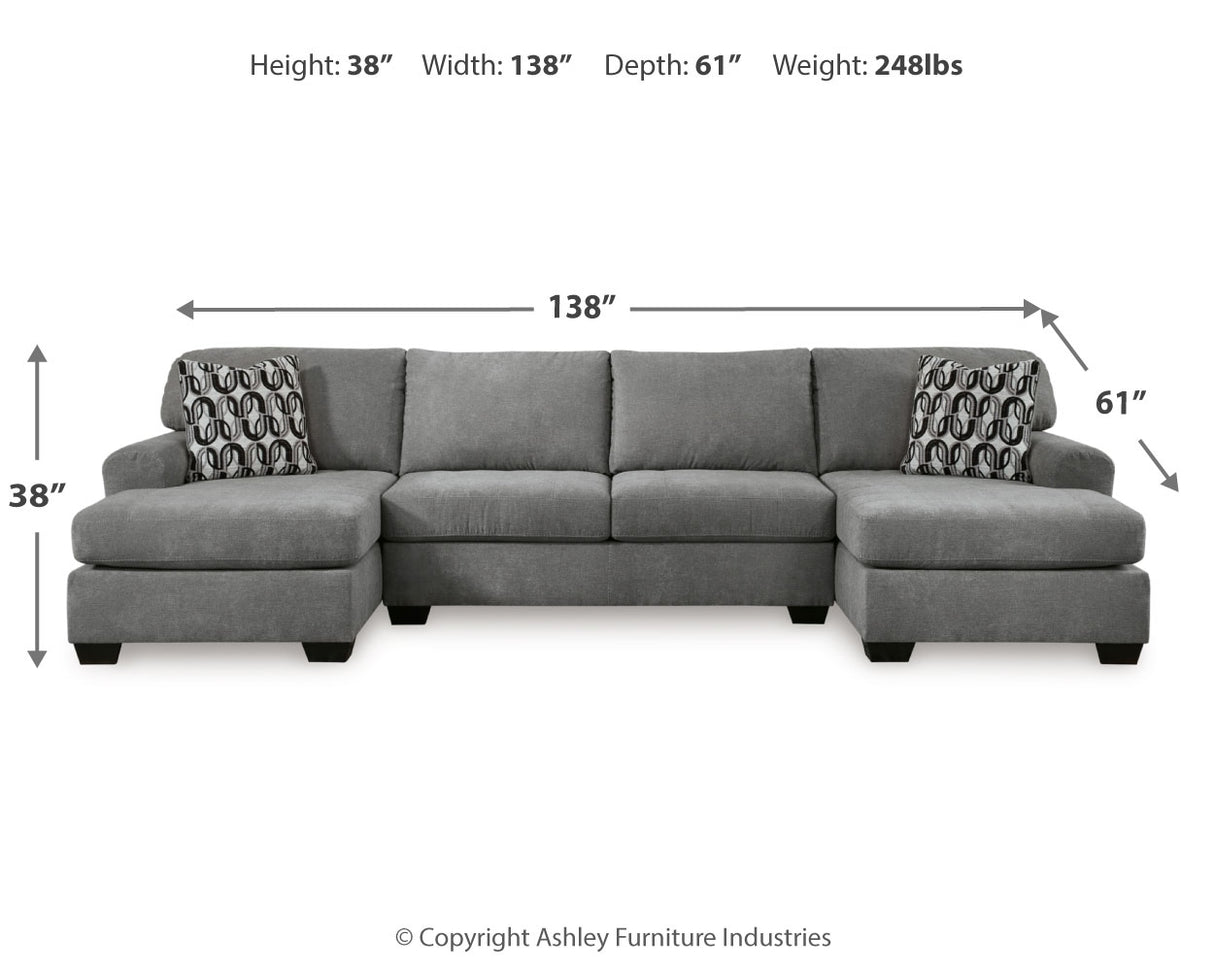 Birkdale Court Gray 3-Piece Double Chaise Sectional from Ashley Furniture - Luna Furniture