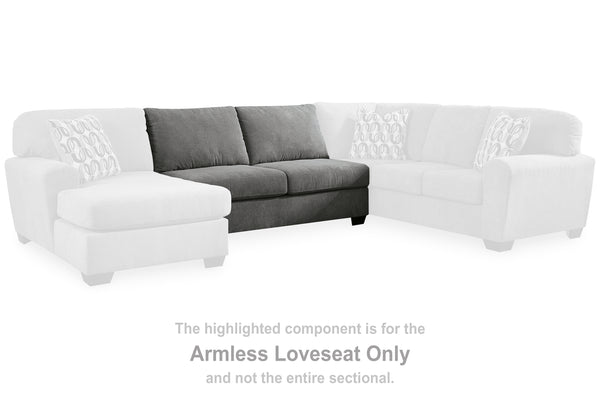Birkdale Court Gray Armless Loveseat
