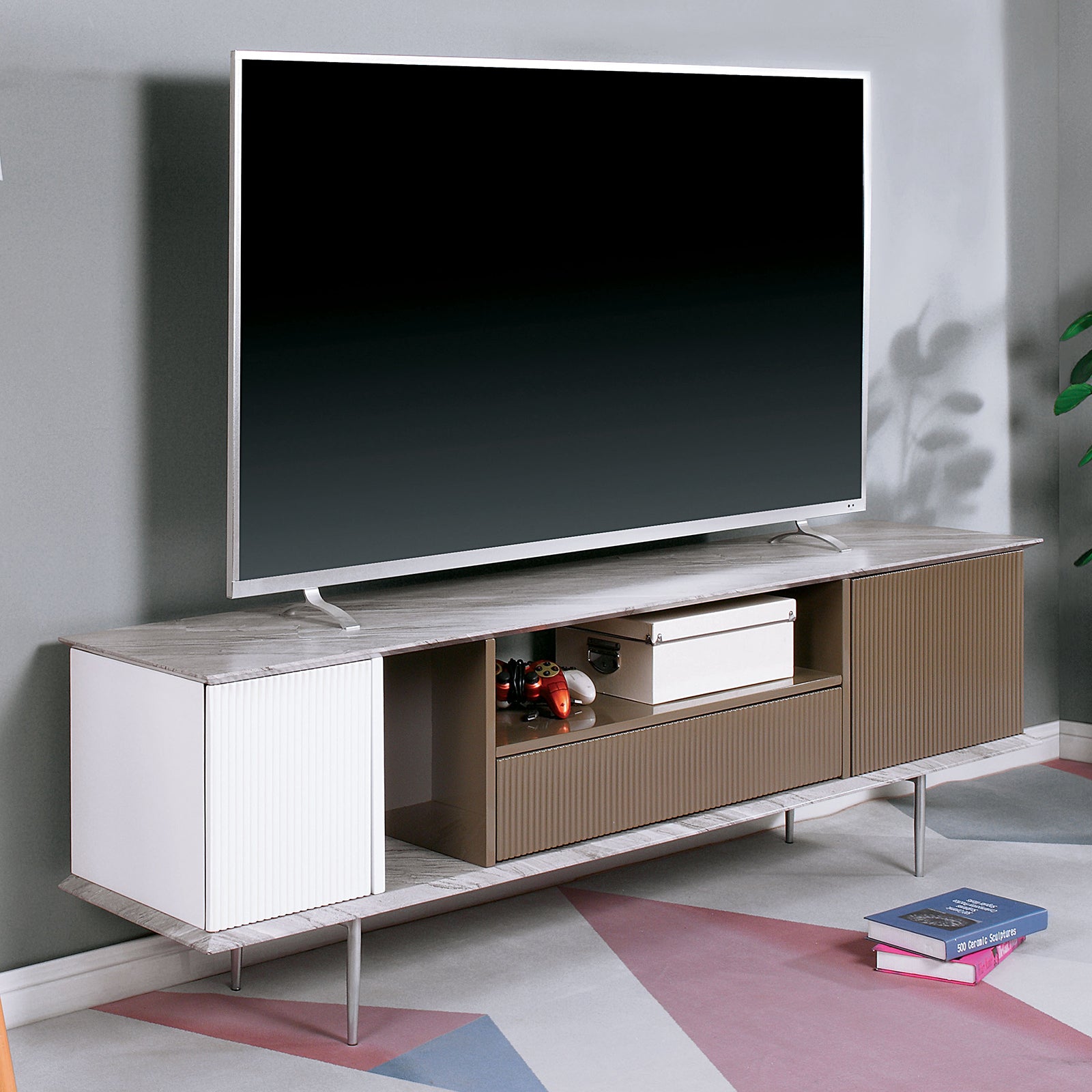 Furniture of America Blair Champagne/White/Gray TV Stand – Luna