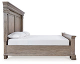 Blairhurst King Panel Bed with Mirrored Dresser, Chest and 2 Nightstands in Light Grayish Brown from Ashley - Luna Furniture