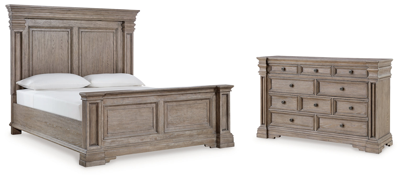 Blairhurst Light Grayish Brown Queen Panel Bed with Dresser from Ashley Furniture - Luna Furniture