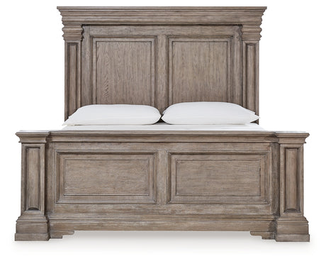 Blairhurst Queen Panel Bed with Mirrored Dresser, Chest and 2 Nightstands in Light Grayish Brown from Ashley - Luna Furniture