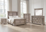 Blairhurst Light Grayish Brown Queen Panel Bed with Mirrored Dresser, Chest and Nightstand from Ashley Furniture - Luna Furniture
