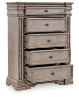 Blairhurst Light Grayish Brown Queen Panel Bed with Mirrored Dresser, Chest and Nightstand from Ashley Furniture - Luna Furniture