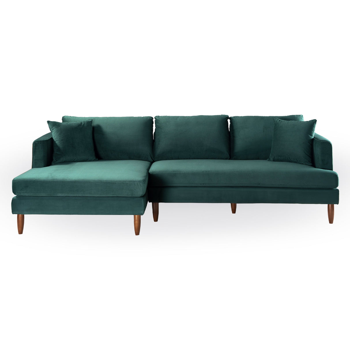 Blake Dark Green Velvet L-Shaped Left Facing Sectional Sofa from Midinmod - Luna Furniture