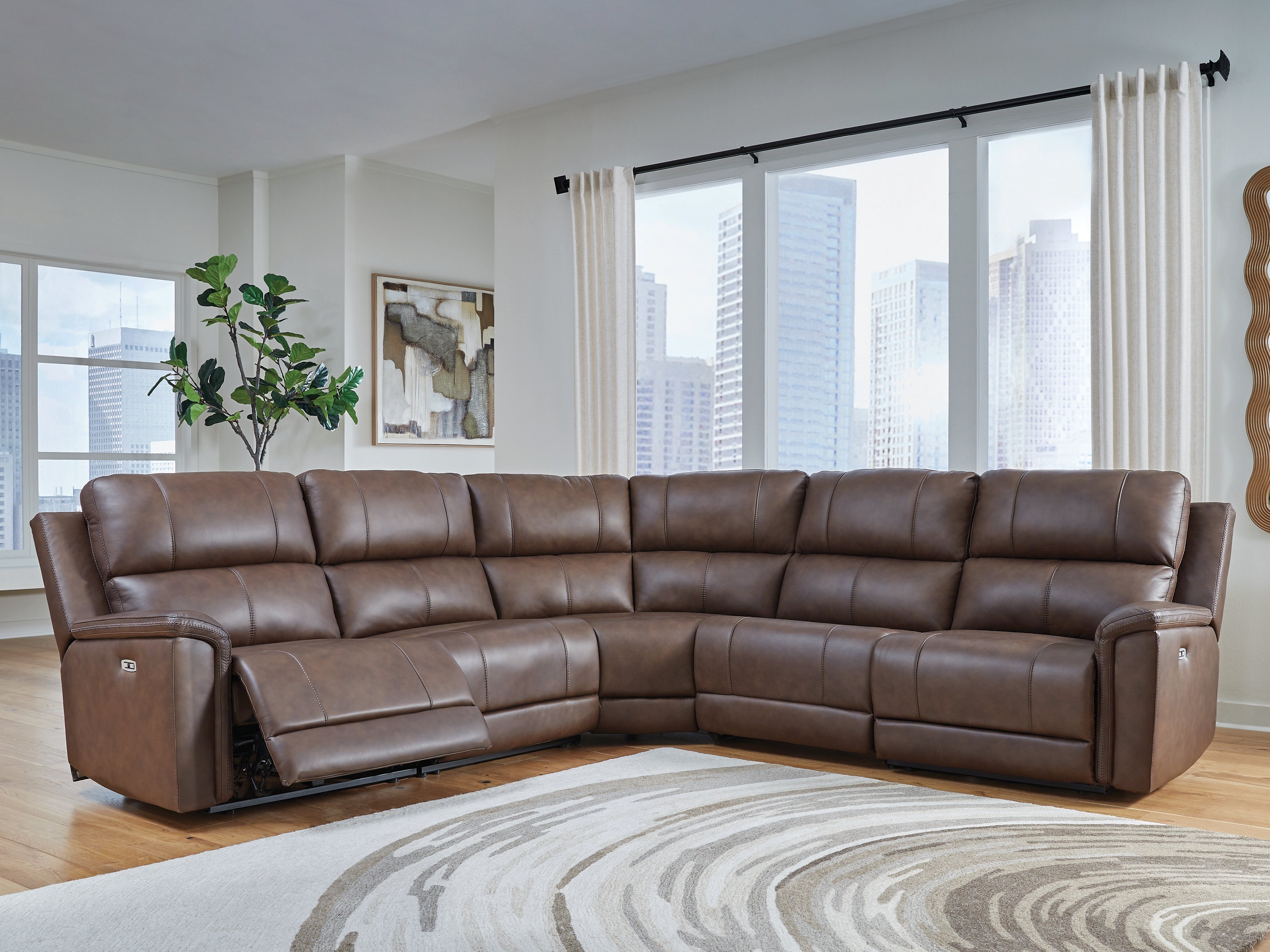 Ashley Bleckley Espresso 5-Piece Power Reclining Sectional – Luna