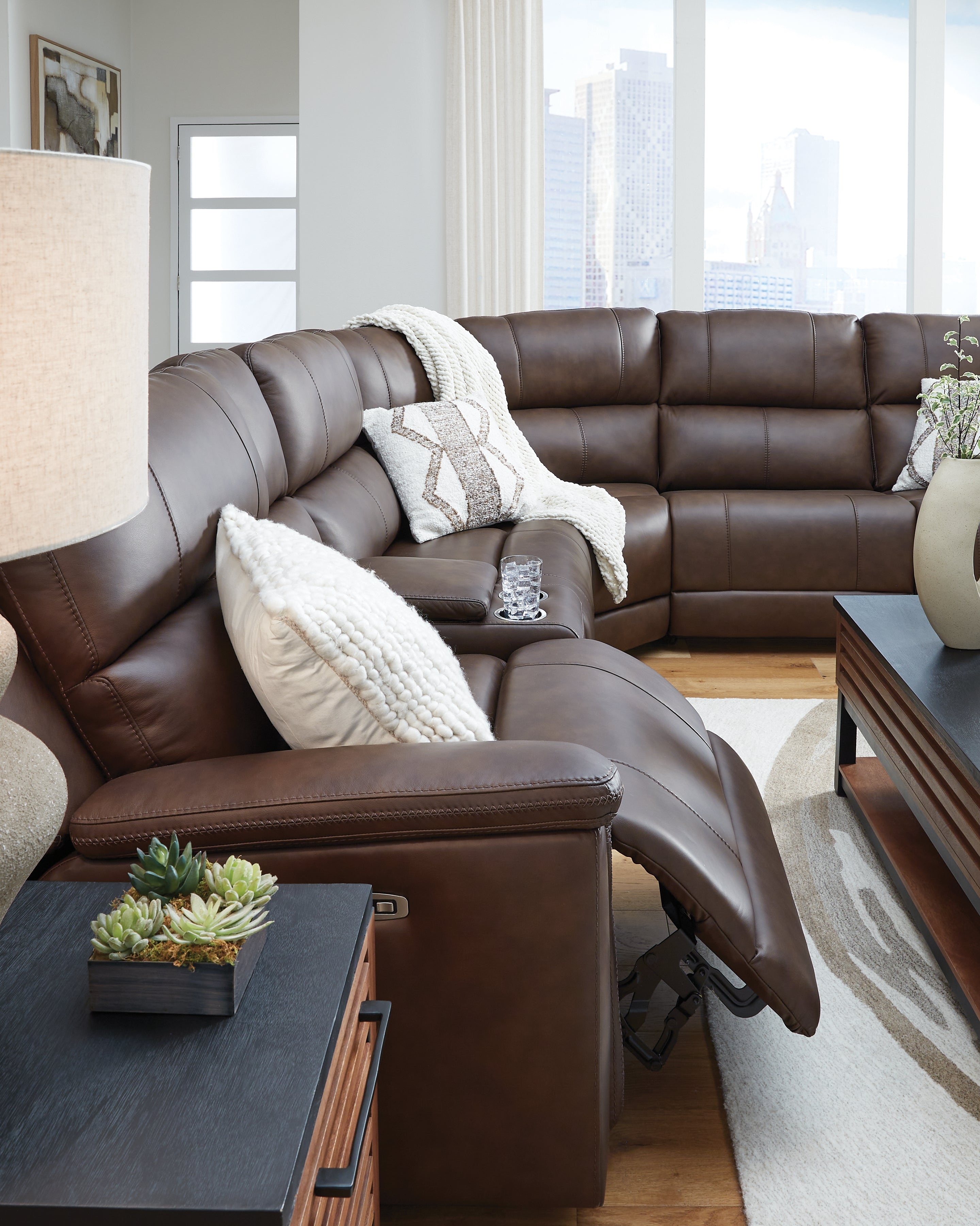 Bleckley Espresso 6-Piece Power Reclining Sectional – Luna Furniture