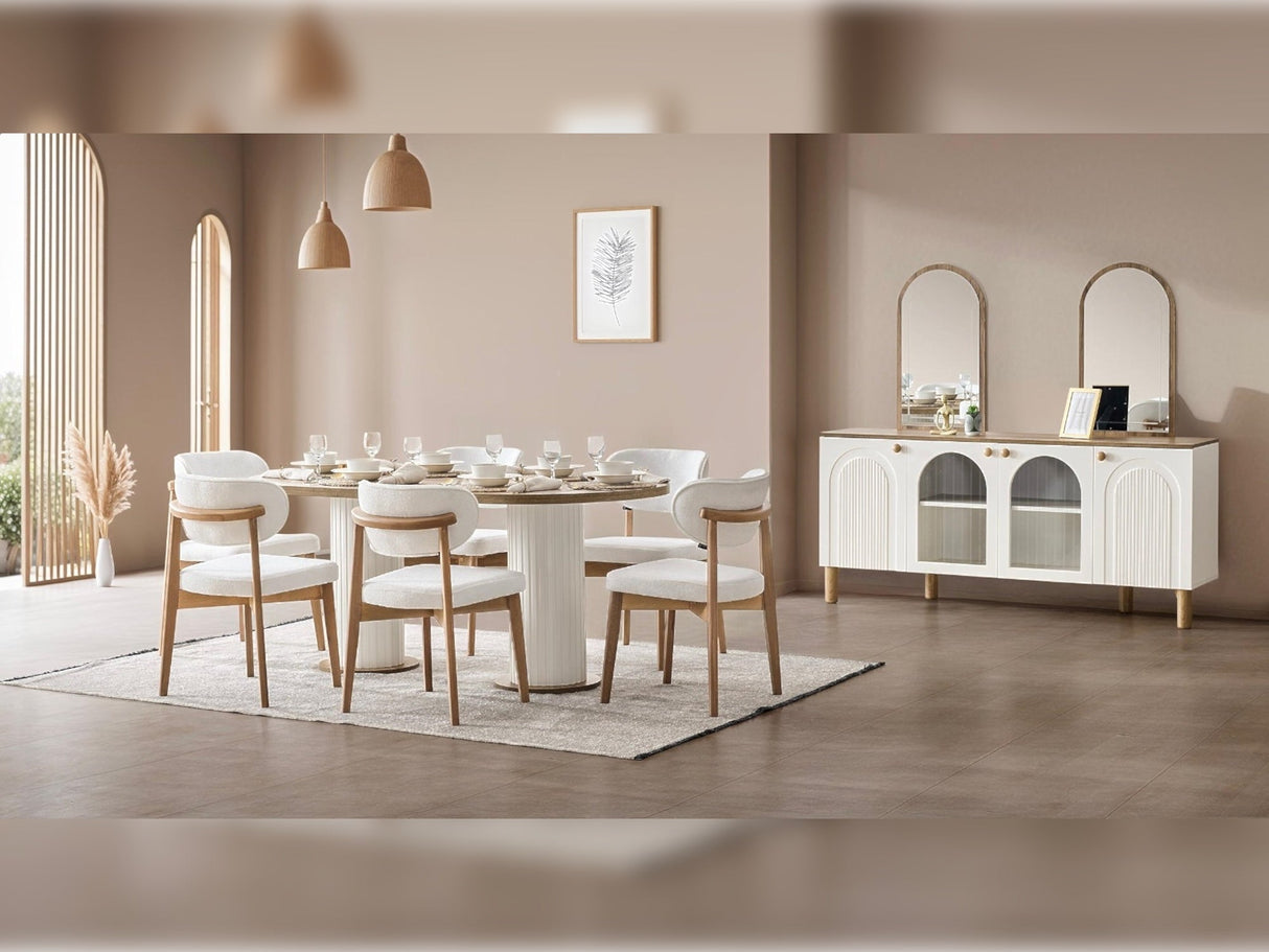 Bohem Diningroom (Consol With Mirror & Dining Table & 6 Dining Chair) from Furnia - Luna Furniture