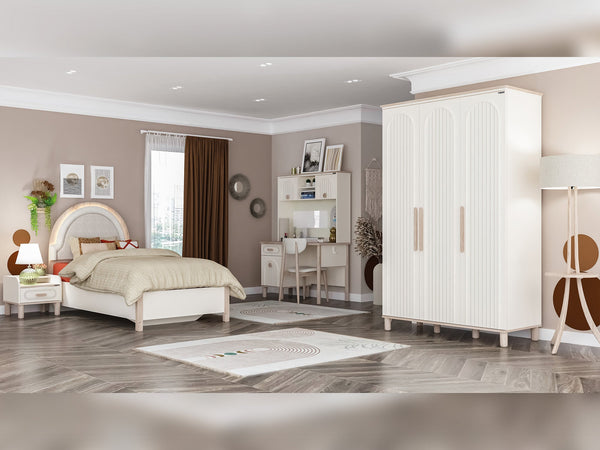 Bohemsoft Youth Bedroom Set (Twin Bed &  Study Desk &  Nightstand)