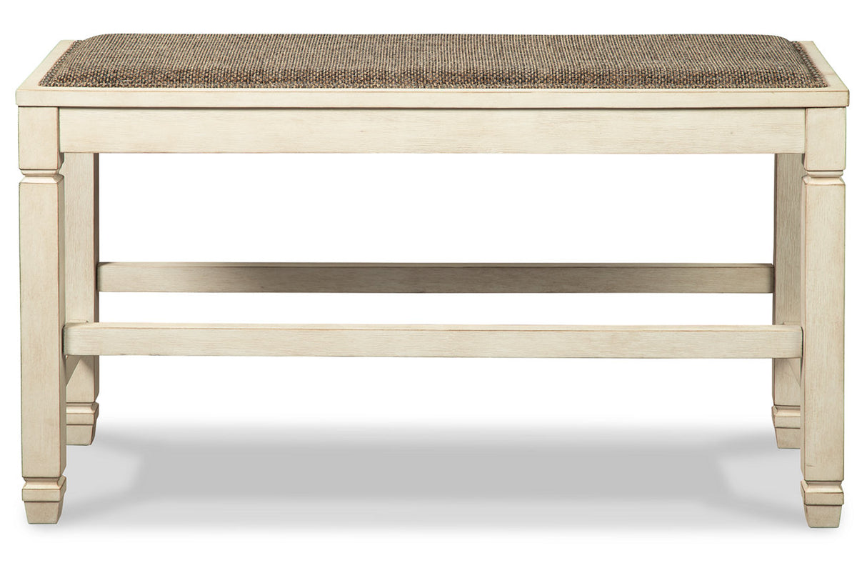 Bolanburg Antique White Counter Height Dining Table, 4 Barstools, Bench and Server from Ashley - Luna Furniture