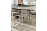 Bolanburg Antique White Counter Height Dining Table, 4 Barstools, Bench and Server from Ashley - Luna Furniture