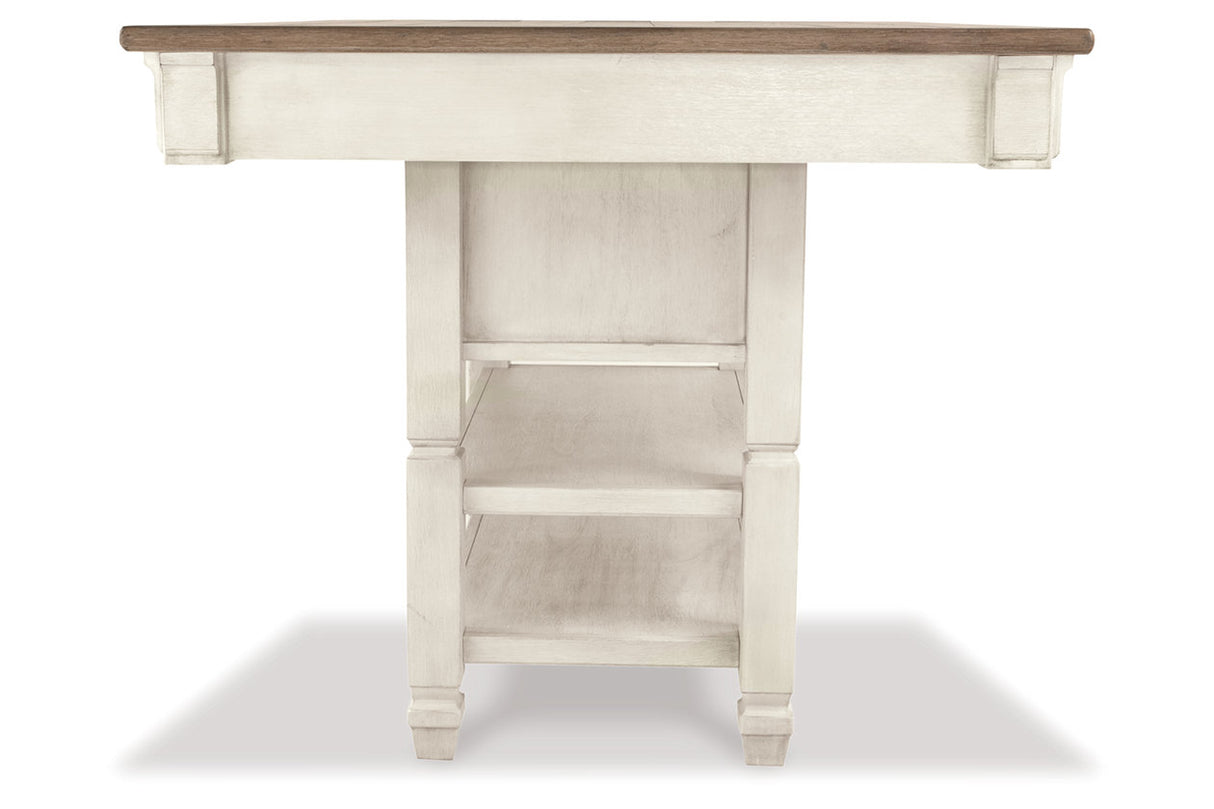 Bolanburg Antique White Counter Height Dining Table, 4 Stools, Bench and 2 Display Cabinets from Ashley - Luna Furniture