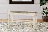 Bolanburg Antique White Counter Height Dining Table, 4 Stools, Bench and 2 Display Cabinets from Ashley - Luna Furniture