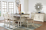 Bolanburg Antique White Counter Height Dining Table and 6 Barstools with Server from Ashley Furniture - Luna Furniture