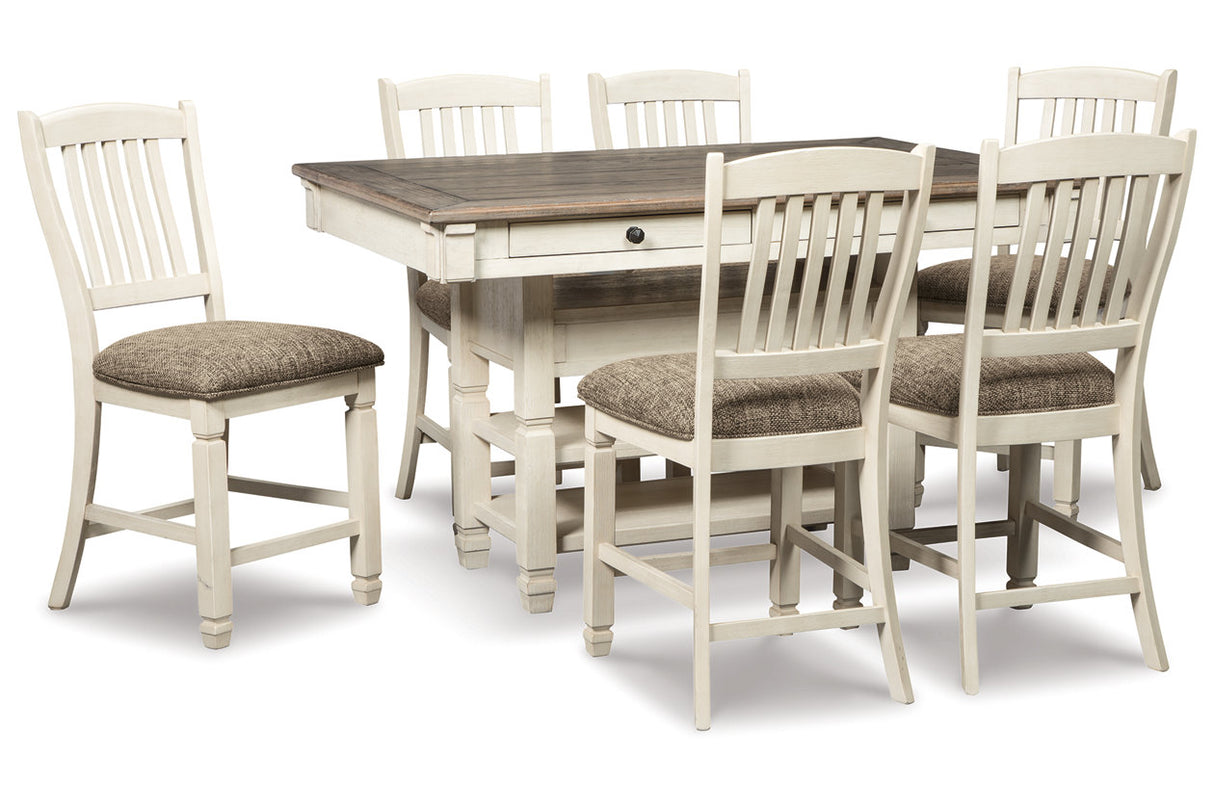 Bolanburg Antique White Counter Height Dining Table and 6 Barstools with Server from Ashley Furniture - Luna Furniture
