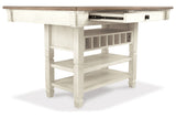 Bolanburg Antique White Counter Height Dining Table and 6 Barstools with Server from Ashley Furniture - Luna Furniture