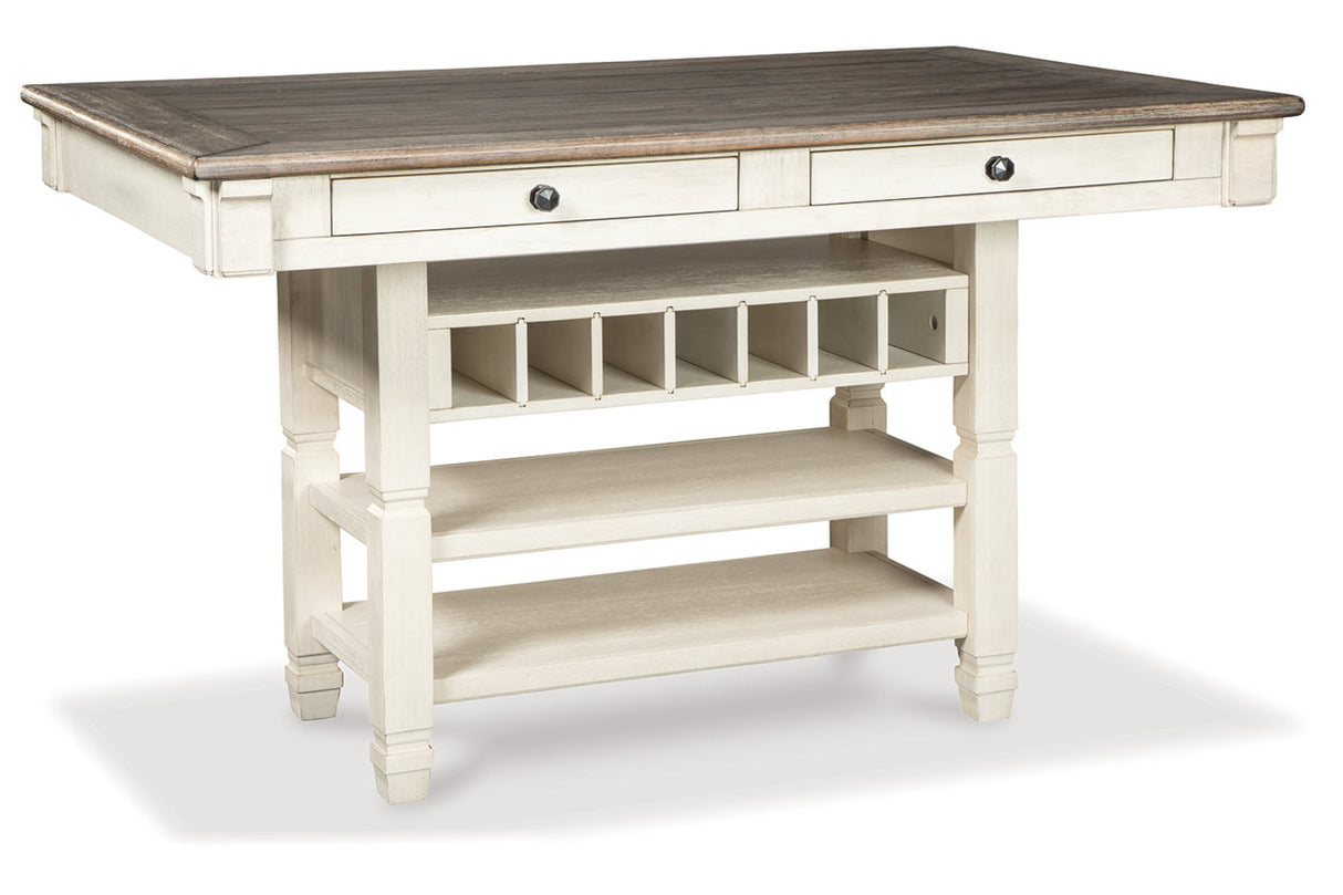 Bolanburg Antique White Counter Height Dining Table and 6 Barstools with Server from Ashley Furniture - Luna Furniture