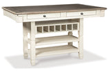 Bolanburg Antique White Counter Height Dining Table and 6 Barstools with Server from Ashley Furniture - Luna Furniture