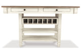 Bolanburg Antique White Counter Height Table with 6 Barstools, Server and Display Cabinet from Ashley - Luna Furniture