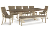 Bolanburg Antique White Dining Table, 6 Chairs and Bench from Ashley - Luna Furniture
