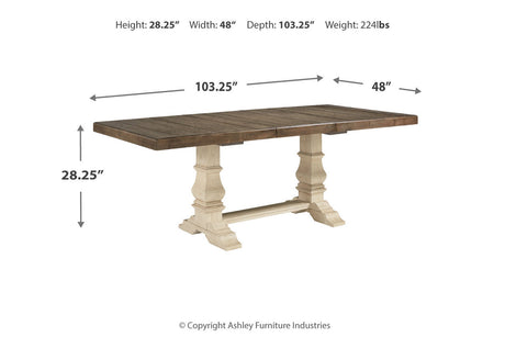 Bolanburg Antique White Dining Table, 6 Chairs and Bench from Ashley - Luna Furniture