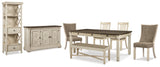 Bolanburg Two-tone Dining Table, 4 Chairs, Bench, Server and Display Cabinet from Ashley - Luna Furniture