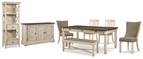 Bolanburg Two-tone Dining Table, 4 Chairs, Bench, Server and Display Cabinet from Ashley - Luna Furniture
