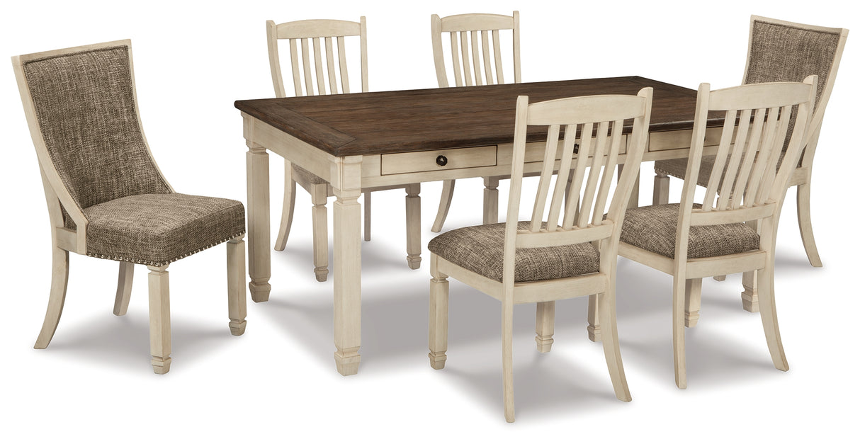 Bolanburg Two-tone Dining Table and 6 Chairs with Server from Ashley - Luna Furniture